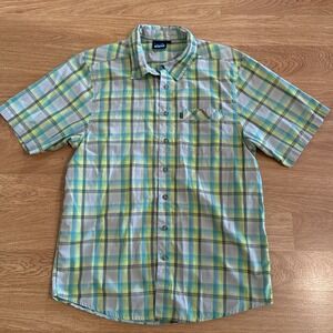 Kavu Shirt Men's Large Multicolor Plaid‎ Short Sleeve Button Up Outdoors Shirt
